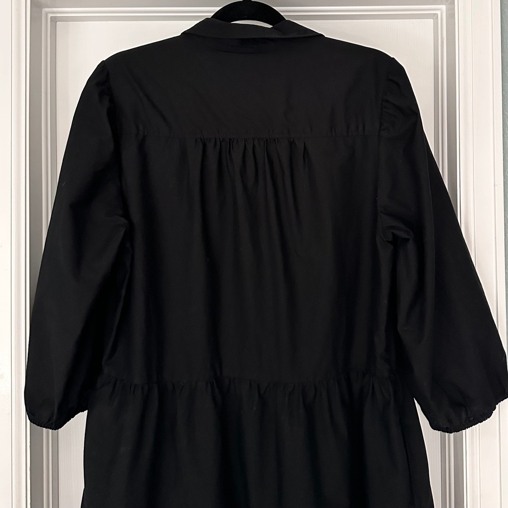 GAP Black Mini Dress Eyelet Tiered 3/4
Sleeve Shirt Dress Large - Picture 7 of 11